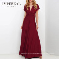 Maxi Burgundy Latest Designs Long Convertible Bridesmaid Dress